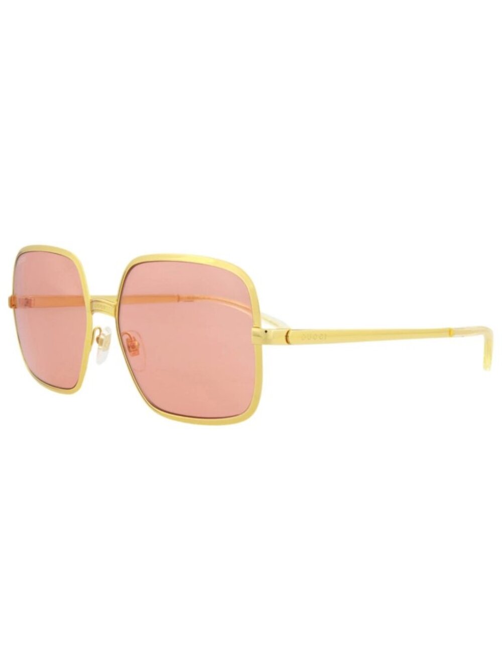New Gucci Women's Sunglasses Square Rectangle Metal Frame Mens Gold Gold Red